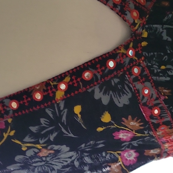 Free People Top with mirror and embroidery accents. - Picture 2 of 7